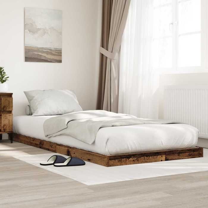 vidaXL Cadre de lit surélevé Bois ancien 100 x 200 cm 893554