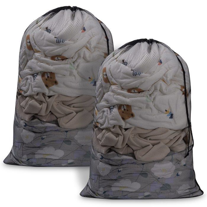 2PCS Filet Linge Machine à Laver 70x90cm Filet Linge Avec Cordon de Serrage Sac a Linge Réutilisable Sac a Linge Machine Noir
