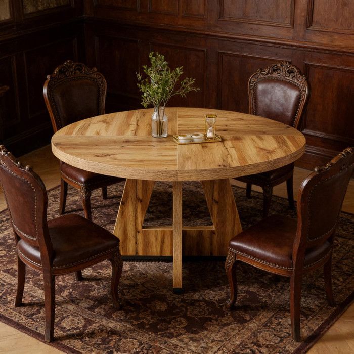 Table à manger ronde Table basse ferme table à manger design généreux (table seulement sans chaises) 120x120x75cm
