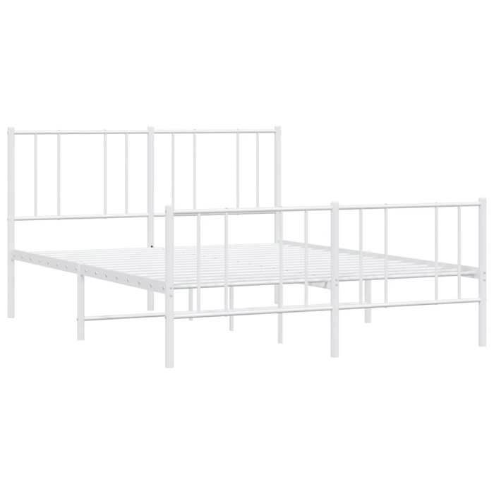 Structure de lit métal - sans matelas - et pied de lit - blanc 160x200 cm - pour adulte/enfant N0Y3WD
