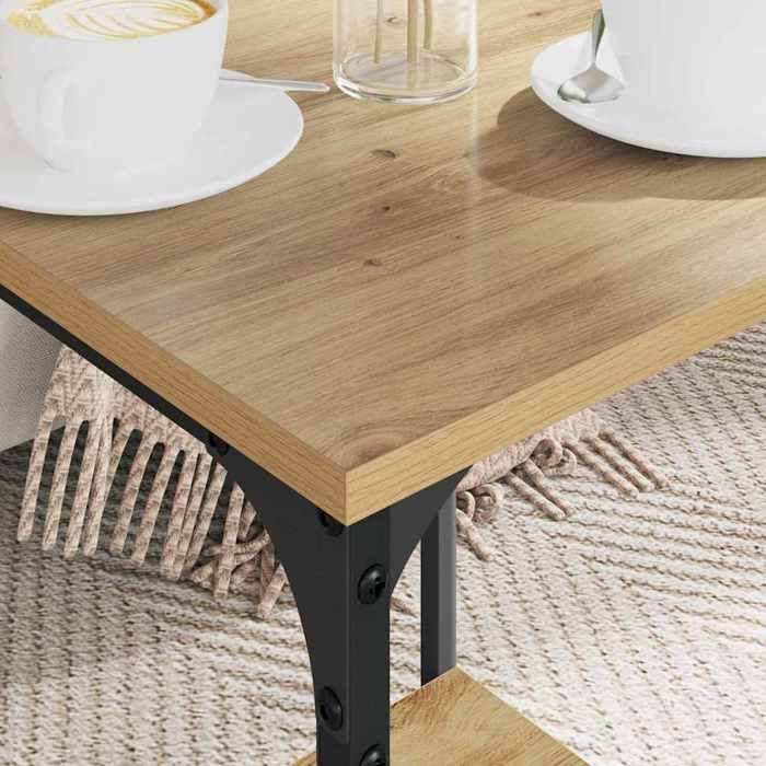 Marron Table basse Chêne artisanal 40x40x55cm Bois dingénierie T153615