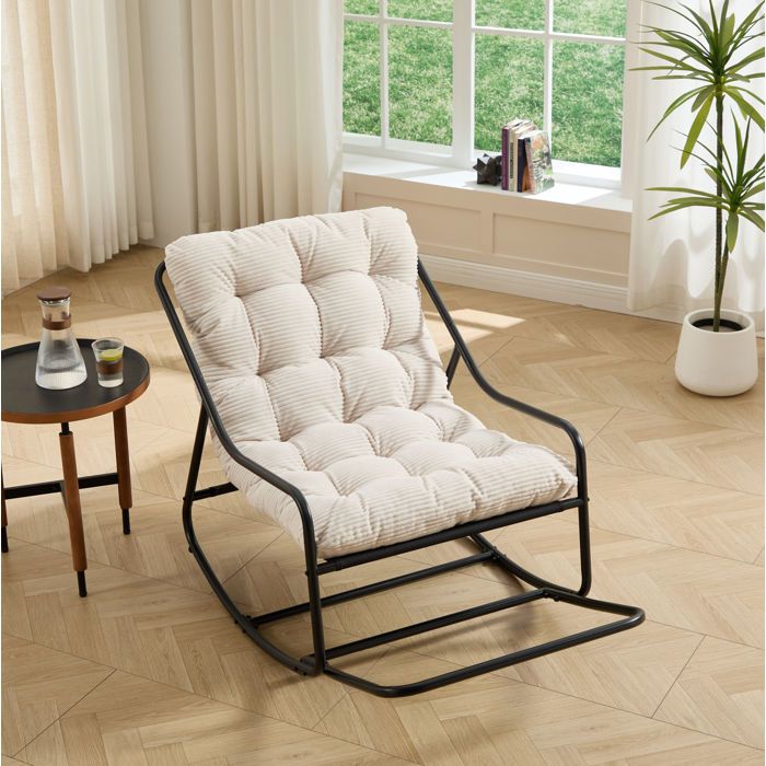 Fauteuil à bascule dextérieur 1 personne acier blanc coussin épais réglage du balancement