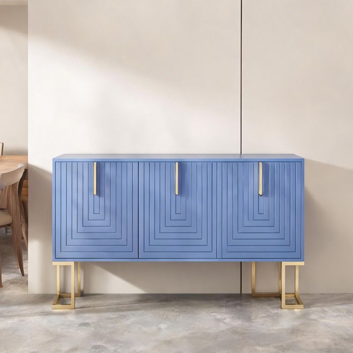 Enfilade sideboard 3 portes design moderne rangement personnalisable MDF et métal finition blue finish