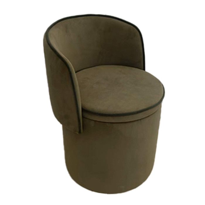 Pouf fauteuil en velours Eclipse kaki - Amadeus