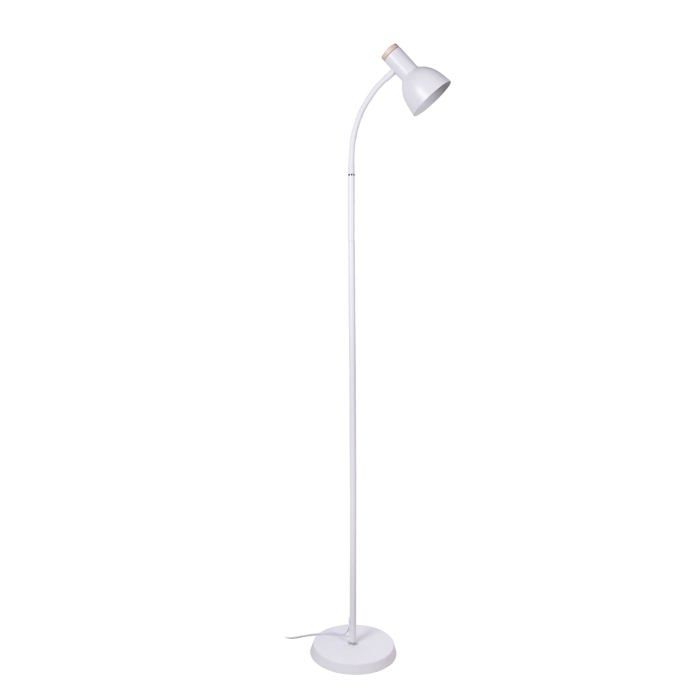 Lampadaire LED sur Pied Salon Argos Halogene LED Puissant Avec Liseuse Design Blanc et Bois (AMPOULE NON INCLUSE) (BLANC)