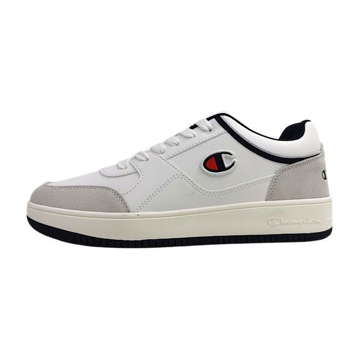 Hommes Champion chaussure à lacets sportive RD18 Low Textile Lacets Plat - blanc/navy/naturel