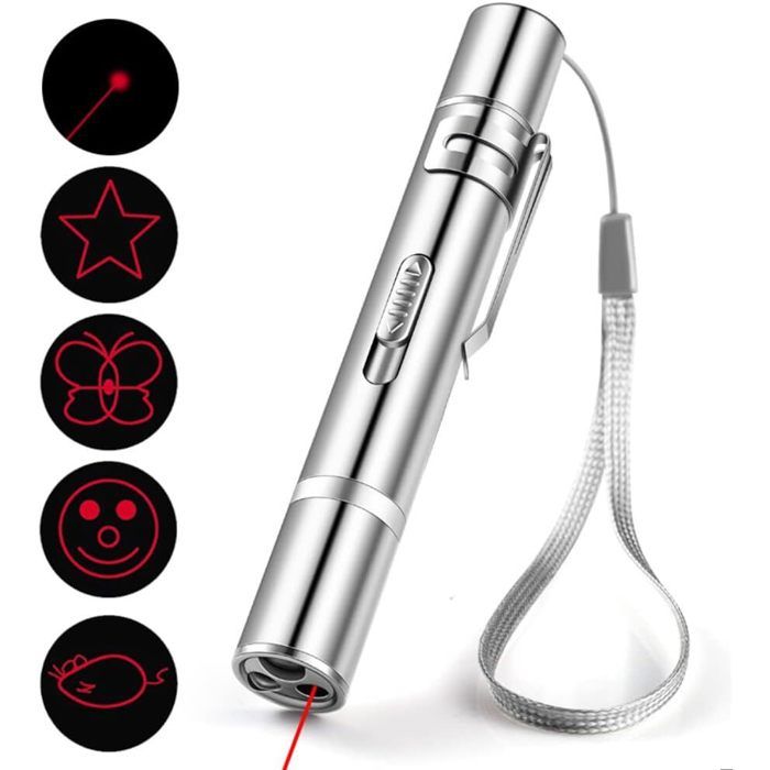Jouet Laser Interactif Pour Chat - Jouet Chat Pointeur Rechargeable - 3 En 1 - 3 Modes 5 Motifs Avec Chargement USB