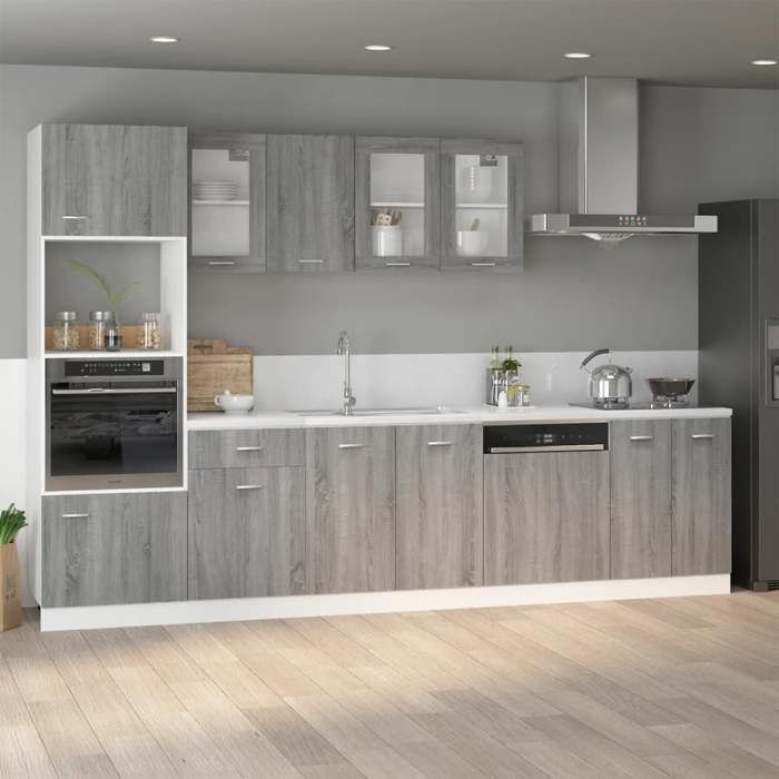 Meuble Sous-évier lyon Cabinet de cuisine 1 PC Buffetvaisselier bois dingénierie - gris - 80 x 46 x 815 cm@suc78o