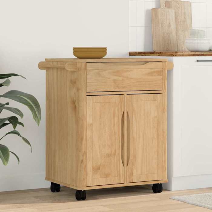 Chariot de cuisine - vidaXL - Desserte de cuisine - bois de pin massif - cire marron - 725 x 45 x 80 cm@glz39c