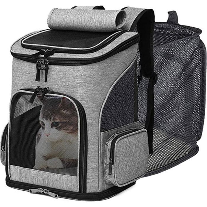 Sac de transport pour chat avec 4 fenêtres – Charge maximale 8kg – Tissu oxford imperméable – Pliable et extensible