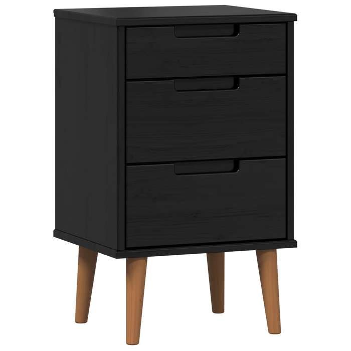 Chic Table de chevet MOLDE Noir 40 x 35 x 65 cm Bois de pin massif - Armoire de chambre &1_18317