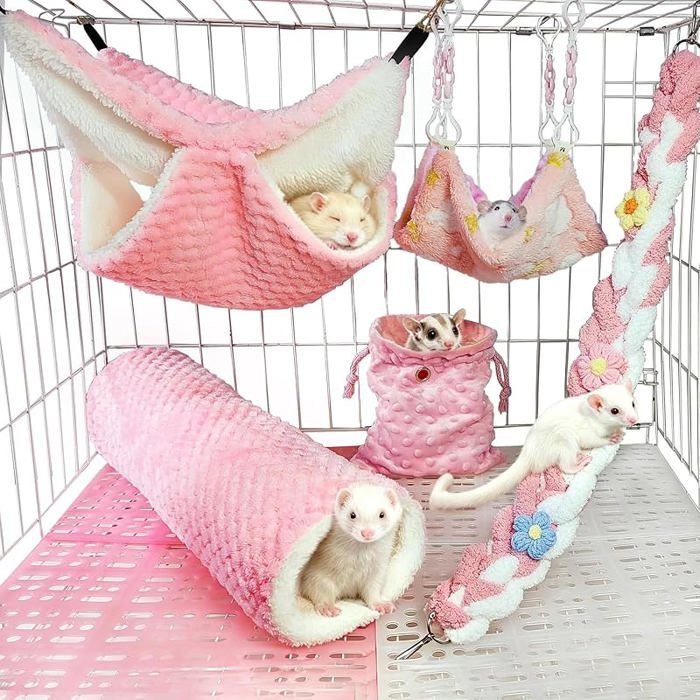 Lot de 5 hamacs pour cochons Inderatsfuretspour petits animauxen poire douce et chaudeaccessoires pour KIT HABITAT