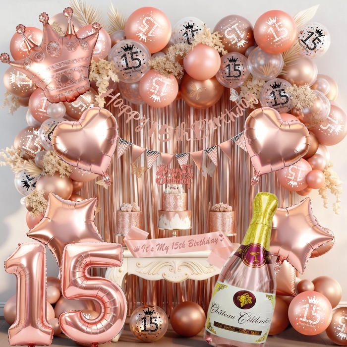 Decation Anniversaire 15 Fille 15 Anniversaire Fille Rose DECORS DE TABLE