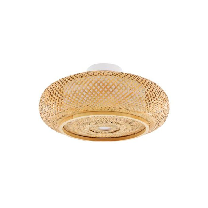 Plafonnier Bambou Tressé Main 40cm Suspension Rotin pour 3 Ampoules E27 Luminaire Naturel Style Bohème Pour Salon Chambre Cuisine