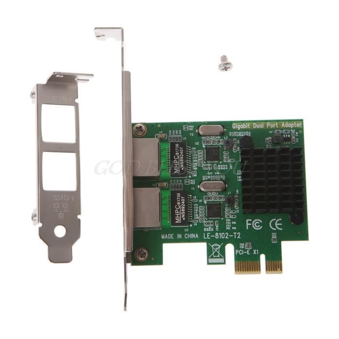Carte Réseau PCI-E X1, double port, interface RJ45, Gigabit Ethernet ...