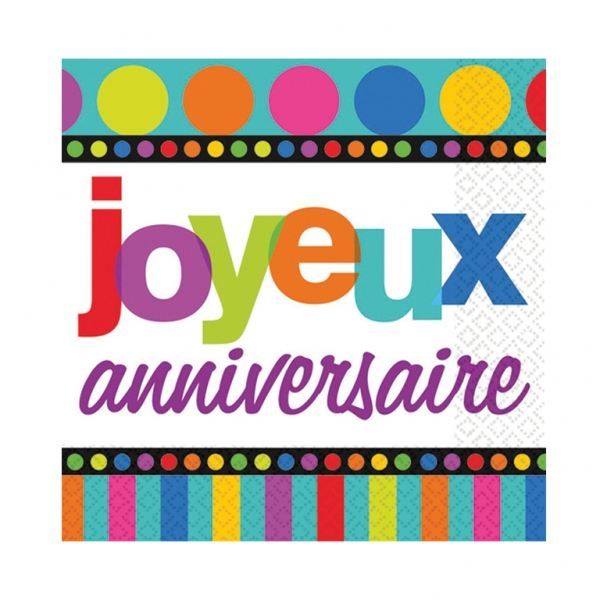 16 Serviettes En Papier Joyeux Anniversaire Achat Vente Serviette Jetable Cdiscount