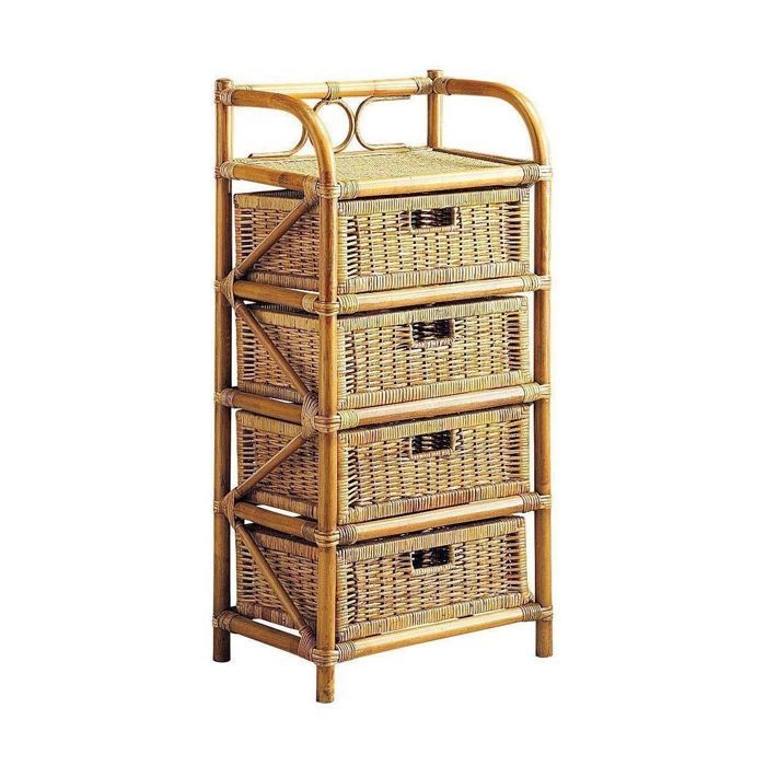 Commode en rotin - AUBRY GASPARD - NCM 1090 - Marron - 4 tiroirs - Essentiel Commode en rotin - AUBRY GASPARD - NCM 1090 - Marron - 4 tiroirs - Essentiel