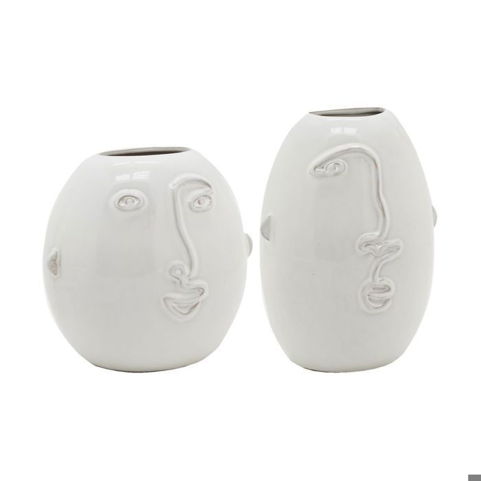 Vases visage en céramique blanche Blanc Cdiscount Maison