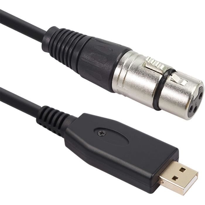 Câble de microphone USB mâle vers XLR femelle pour enregistrement