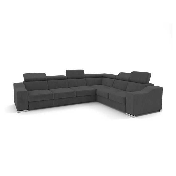 LUCKY COTELÉ - Canapé d’angle convertible réversible en velours côtelé gris foncé LUCKY COTELÉ - Canapé d’angle convertible réversible en velours côtelé gris foncé
