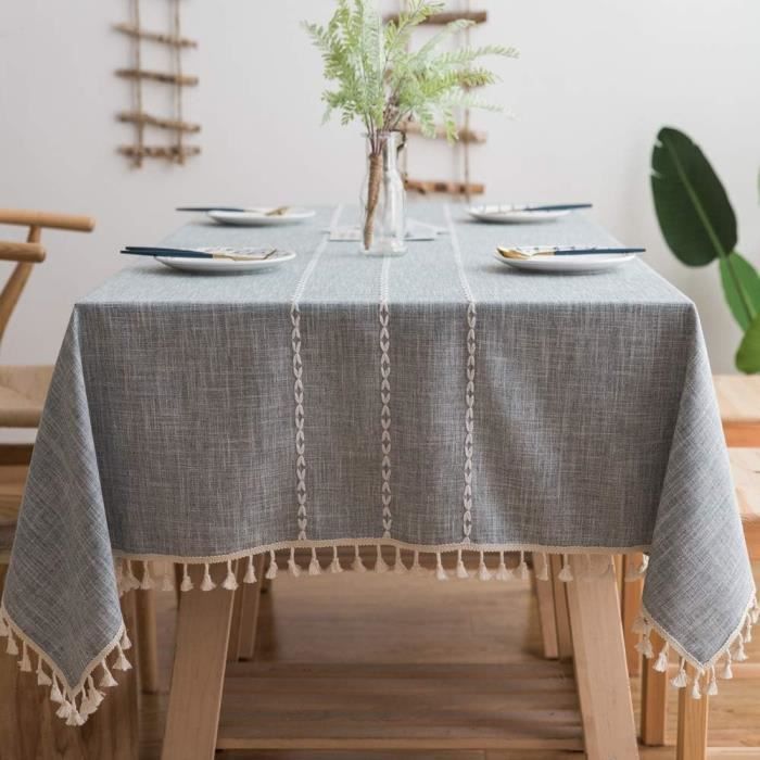Nappe Lin Coton Rectangulaire Tablecloth Cover Rectangle Table Cloth Linen Tassel Nappe Carreaux