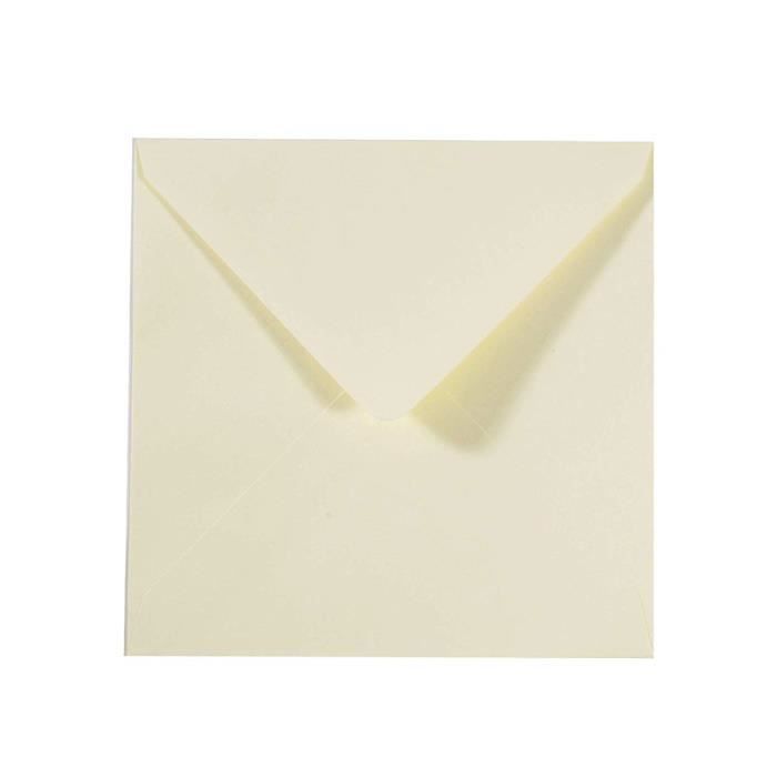 Lot de 500 Enveloppe ivoire Prestige luxe Carré pour carte 165 x 165 mm  Papier épais ivoire, crème épais 120 g - Patte autocollante