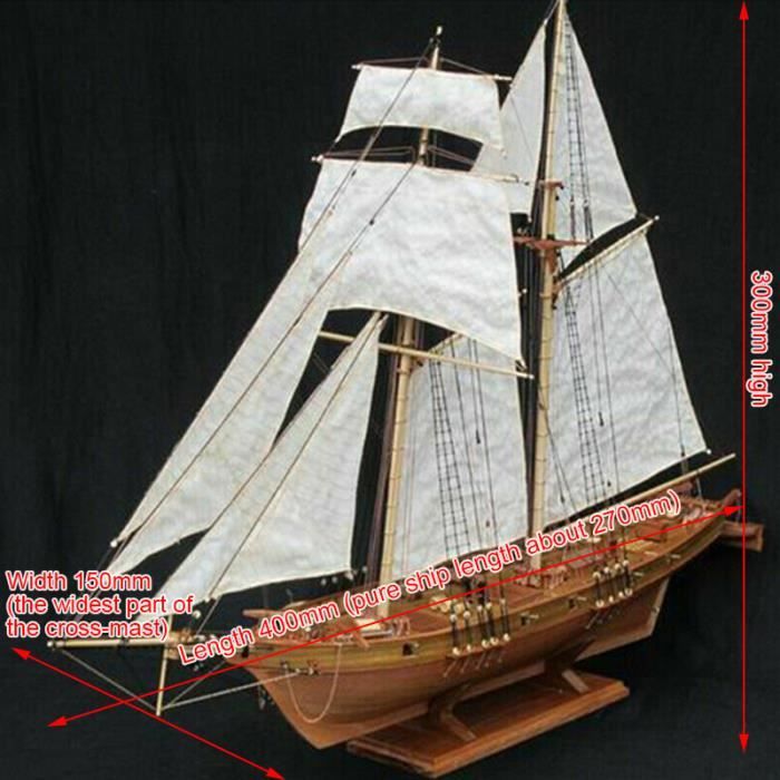 BATEAU À VOILE 2 mats en bois. Maquette de voilier. incomplète. Pour