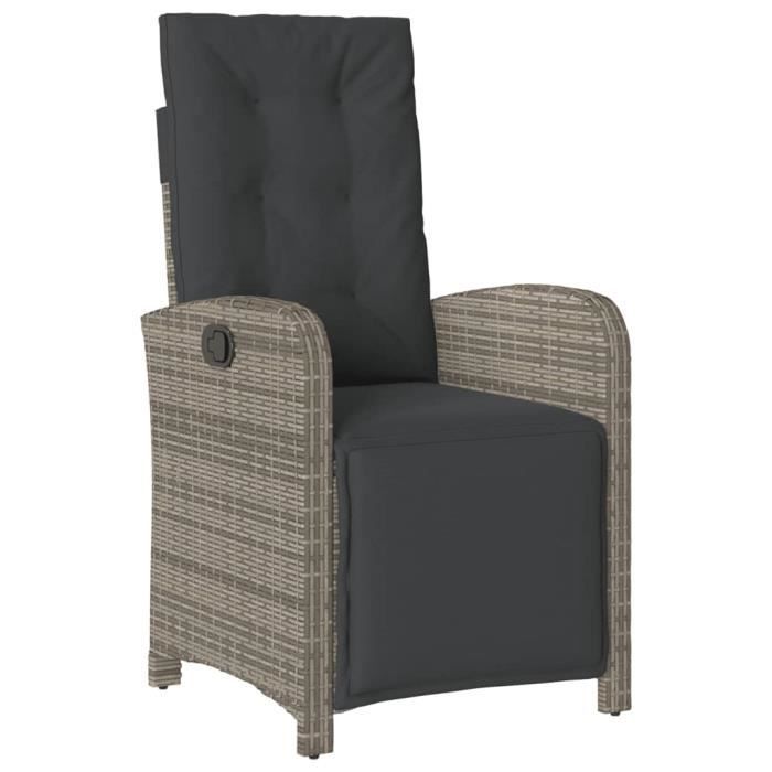 Gris Chaise inclinable de jardin et repose-pied gris résine tressée