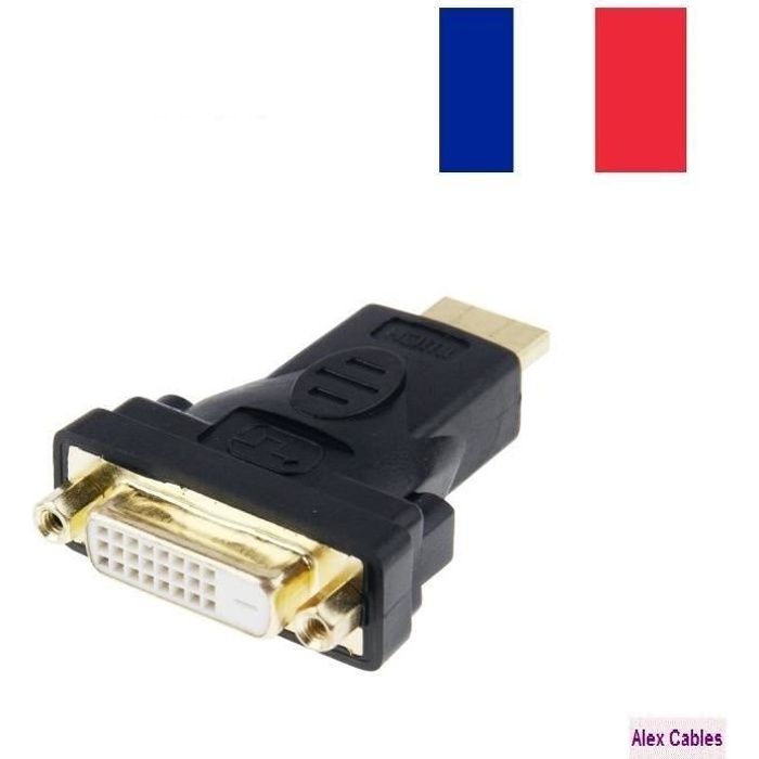Alex Cables® Adaptateur HDMI male vers DVI 24+1 Broches Femelle Plaqué Or