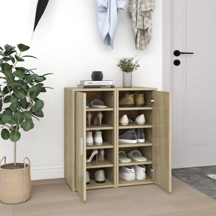Armoire à chaussures CHEZ JILI - Porte-chaussures-Meubles à chaussures 2 pcs Chêne sonoma 32x35x70 cm Aggloméré FR3690