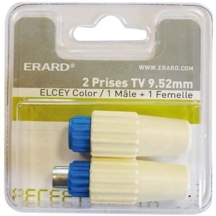 ERARD CONNECT Lot de 2 Prises TV Elsey 9.52 mm 1 mâle + 1 femelle
