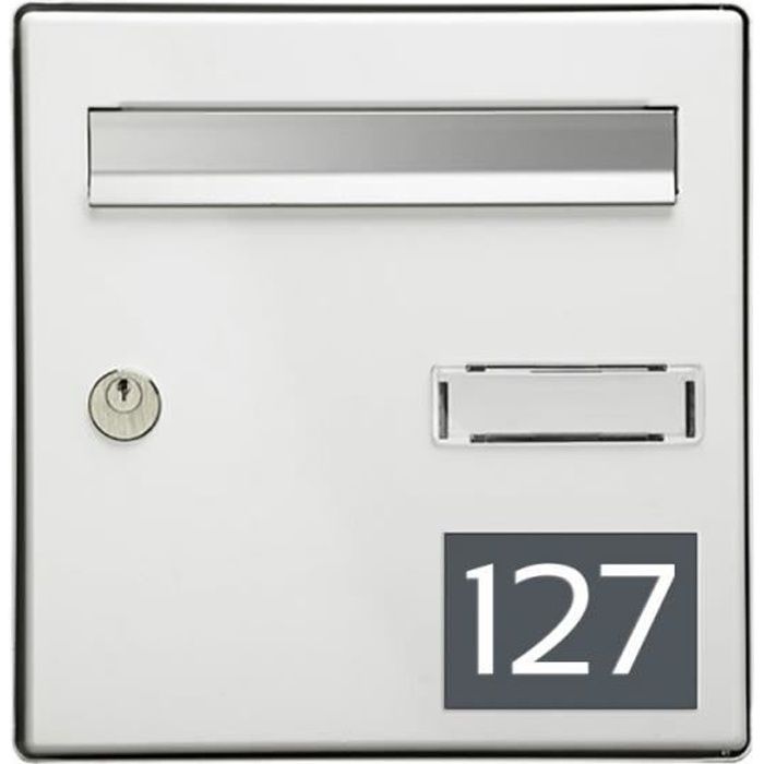 Numéro pour boite aux lettres personnalisable rectangle grand format  (100x70mm) gris chiffres blancs - Cdiscount Bricolage