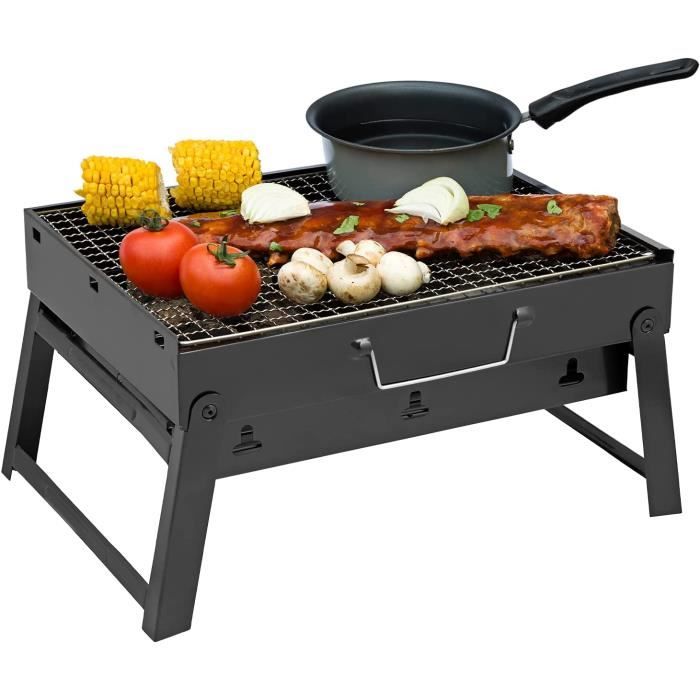 Barbecue à charbon pliable – Mini barbecue portable de table – Excellent barbecue pliable pour jardin, fête, festival, randonn[376]