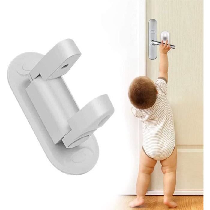 2Packs Poignée de porte de verrouillage de la sécurité pour bébé, serrure  de levier de porte 3M serrures de sécurité pour enfants adhésifs pour portes