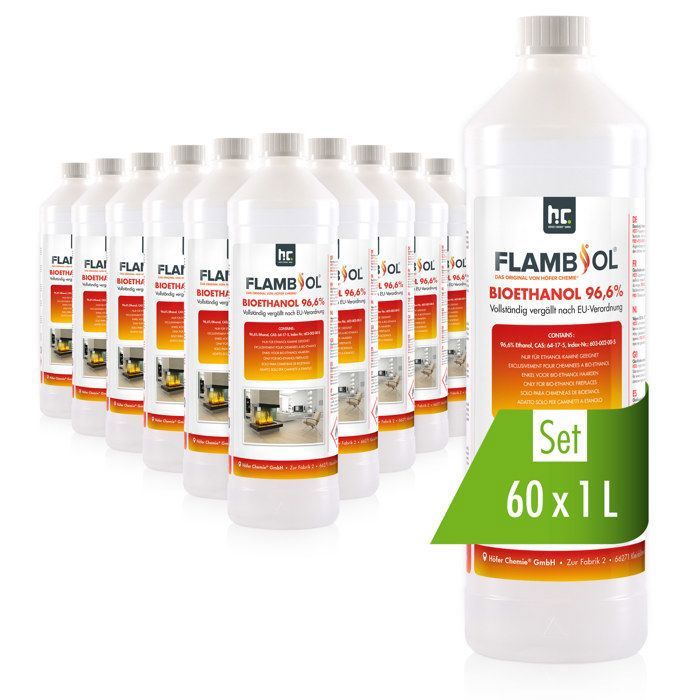 Bioéthanol Dénaturé FLAMBIOL® 96 6% Bouteille de pour Cheminées et Imprimantes 3D - vue 3