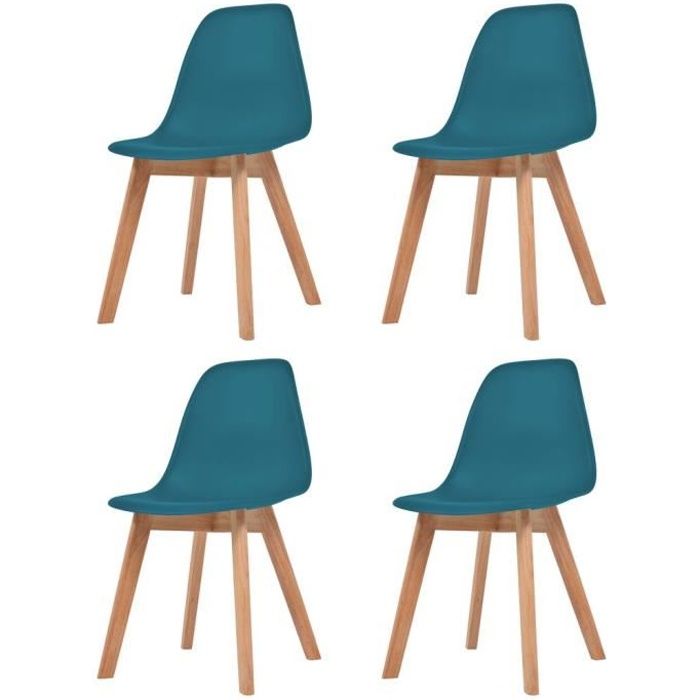 Lot de 4 chaises de salle à manger Fauteuil - Style contemporain Scandinave Turquoise Plastique