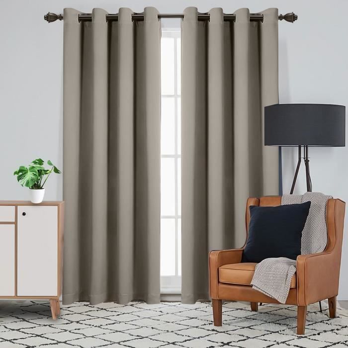 Lovely Casa R64689303 Nelson Rideau Occultant Isolant Polyester Taupe 240 x 135 cm 