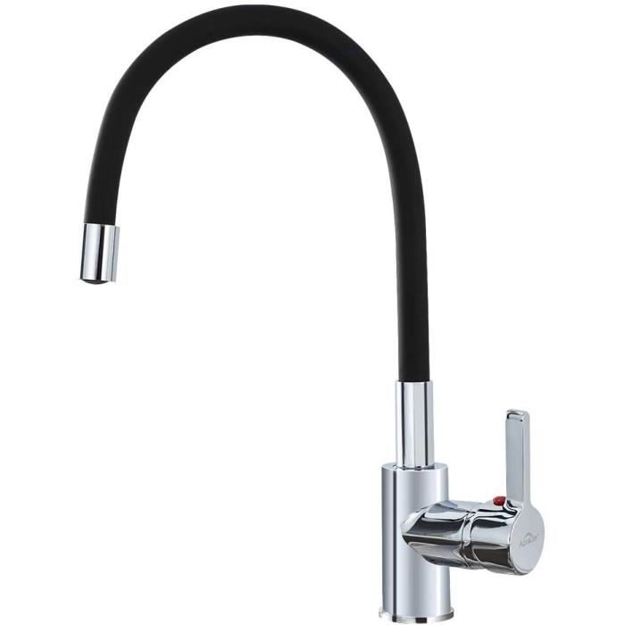CECIPA Robinet Cuisine Noir, Flexible Robinet Avec 2 Types De Jets
