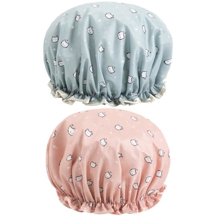 Bonnet de douche - Imprimé double couche - Imperméable - Satin et EVA - Femme