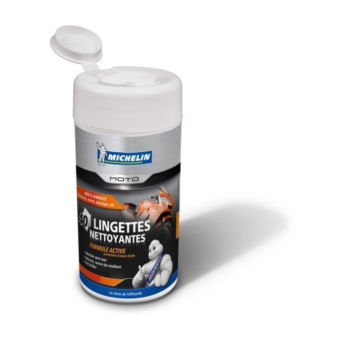 MICHELIN Boîte 40 Lingettes Plastiques Brillants - Nettoyant Rénovateur Intérieur Extérieur Voiture