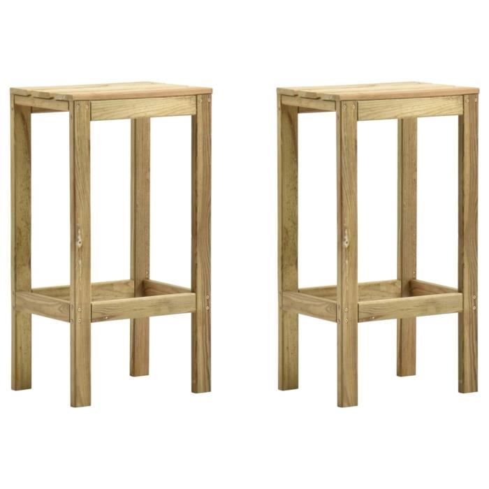 king'8148ergonomique magnifique lot de 2 tabourets de bar chaises de bar scandinave décor - tabouret haut tabouret de cuisine bois d