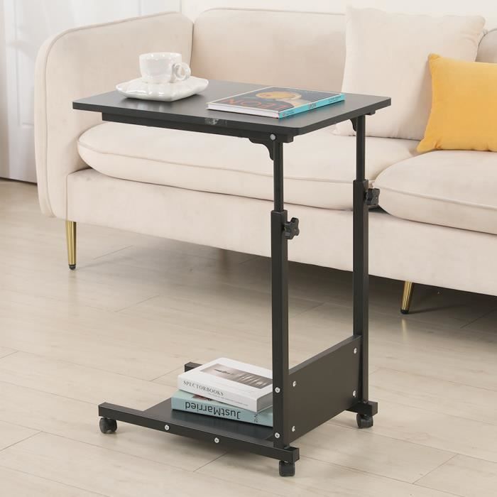 NOIR-MEUBLE DE BUREAU-Bureau pour ordinateur portable QIFAshma®Table de Lit Portable à Roulettes