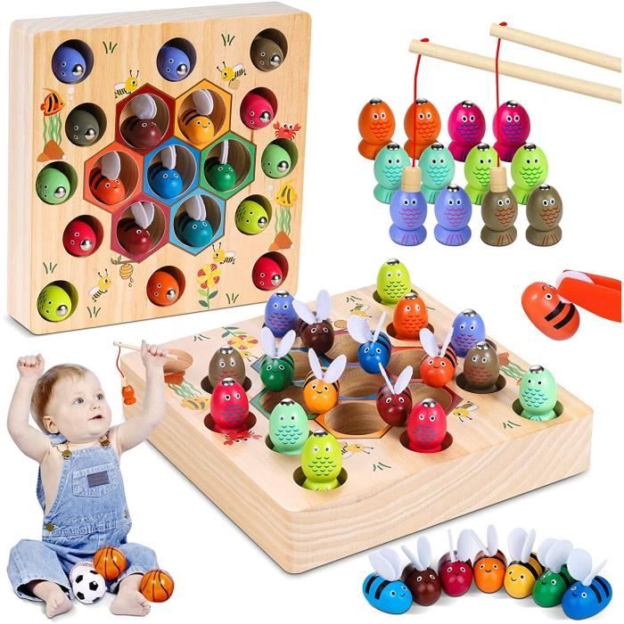 JoyPlus Jouet Enfant 2 Ans, Jouets en Bois Jeu de Pêche Magnetique