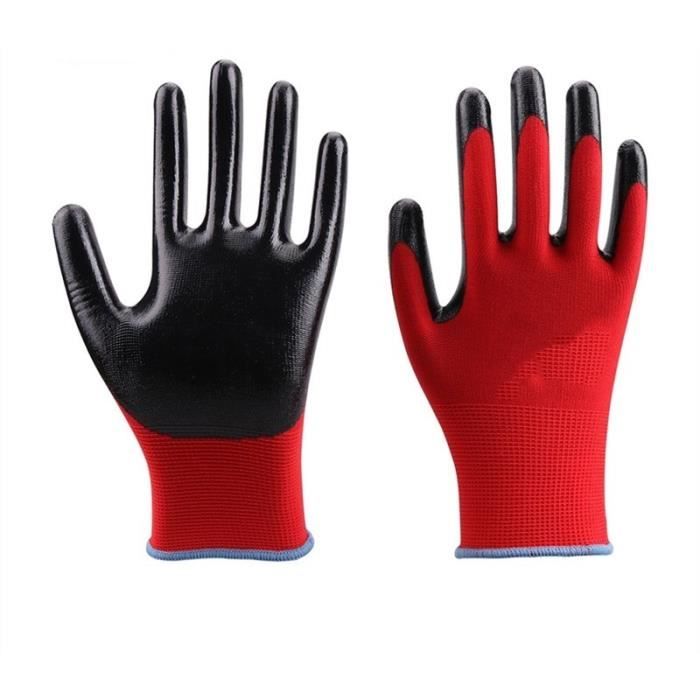 24 paires de nouveau rouge Nitrile enduits gants de Travail Tailles 7-10 