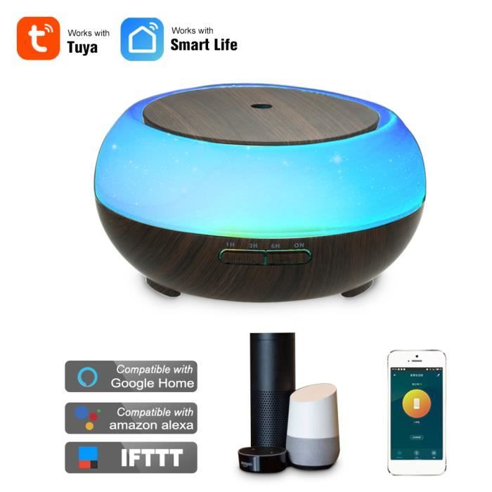 Smart Wifi Lampe de nuit à LED sans fil 400ml Humidificateur Huile essentielle Aromathérapie Diffuseur de brouillard Appli po-4