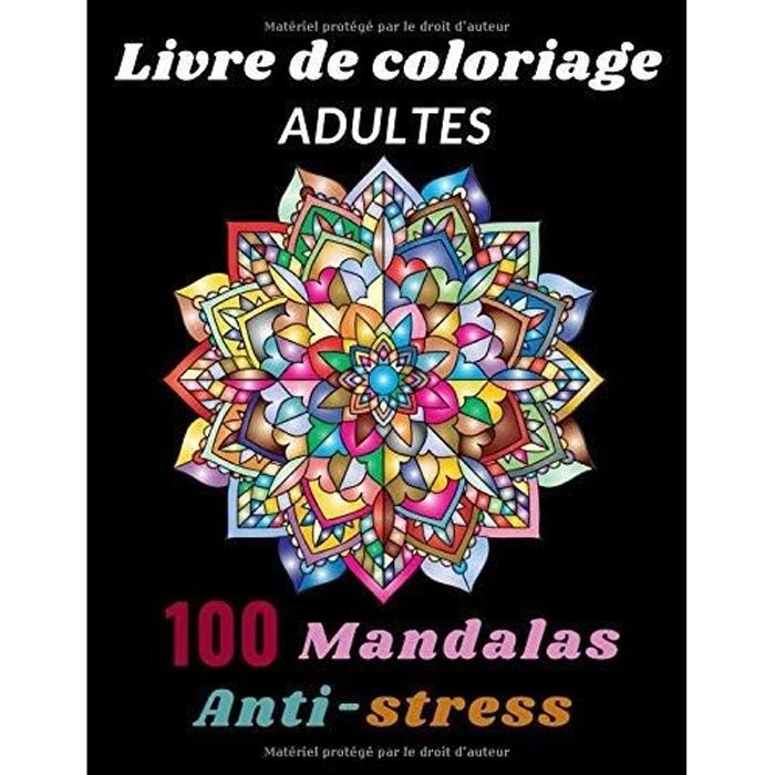 Livre coloriage adulte anti-stress - A4 - 100 coloriages - Livre