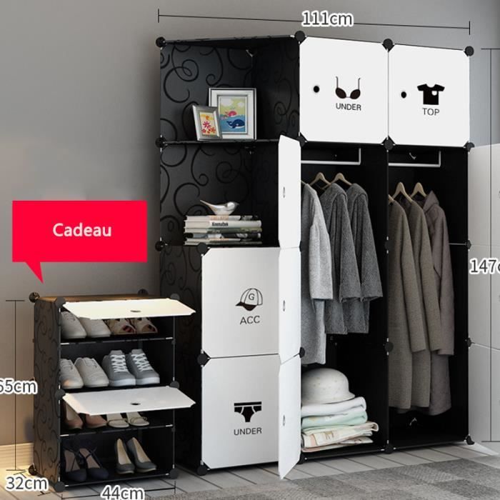 Armoire de Vêtement de Rangement Plastique Garderobe Simple 10 Casiers