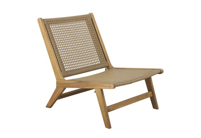 fauteuil de jardin tara en bois d'acacia et résine tressée "style cannage"
