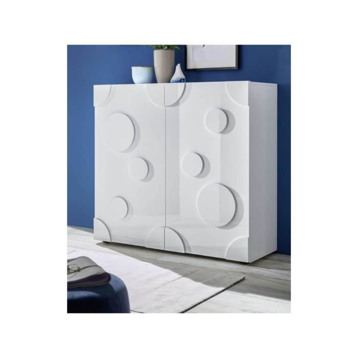 SUBLEEM Buffet bas 2 portes en bois GIRO Blanc Panneaux de particules
