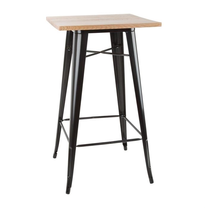Table Mange-Debout Noire avec Plateau Bois - Bolero Bistro Table Mange-Debout Noire avec Plateau Bois - Bolero Bistro